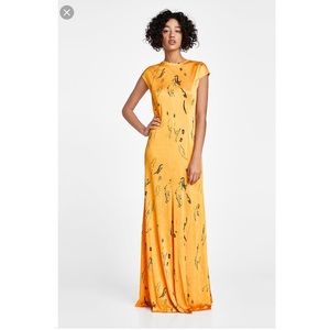 Yellow printed Basic Zara Dress
